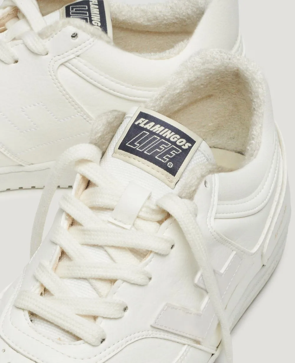 Recycled Vegan White Sneakers Retro 90s All White - Flamingos Life