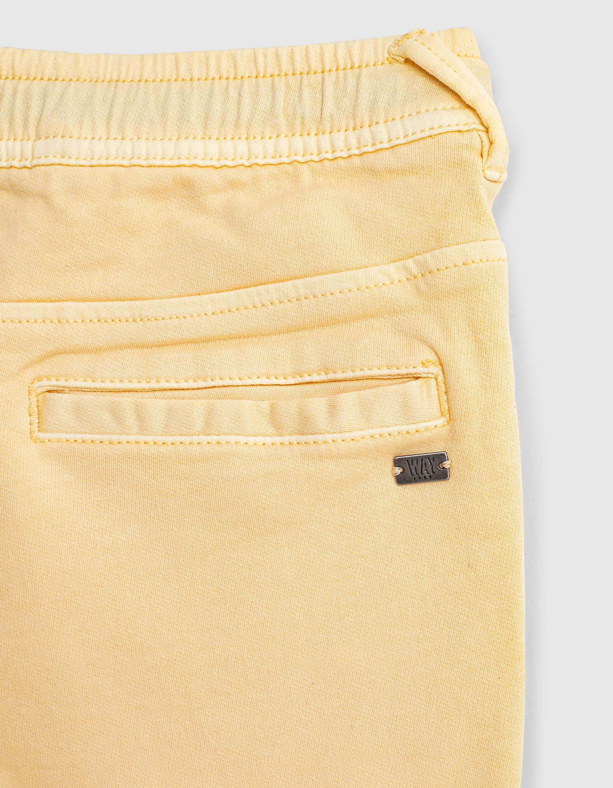 Medium Yellow Bermuda Shorts with Elastic Waistband for Boys.
