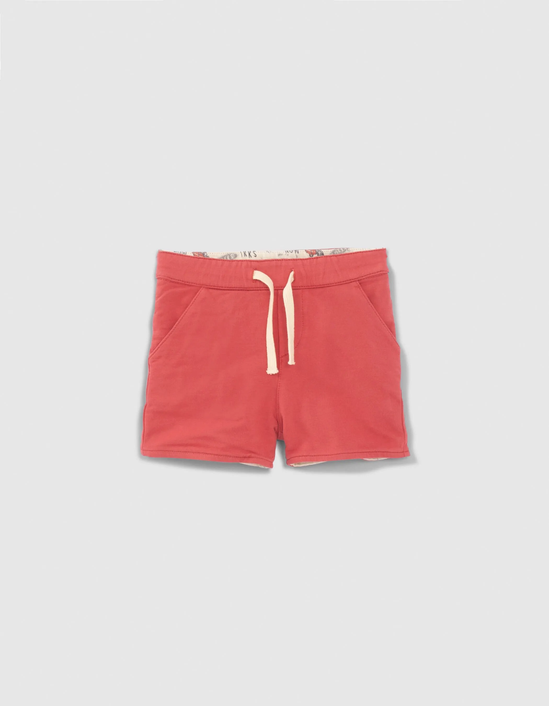Red Reversible Bermuda Shorts for Baby Boy in Rock Print