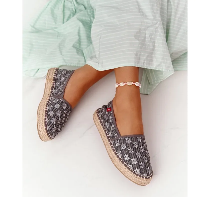 Big Star AA274680 Grey Woven Platform Espadrilles