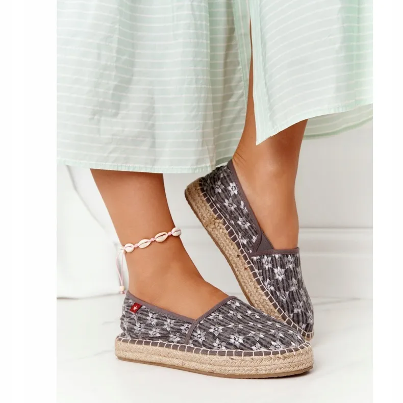 Big Star AA274680 Grey Woven Platform Espadrilles