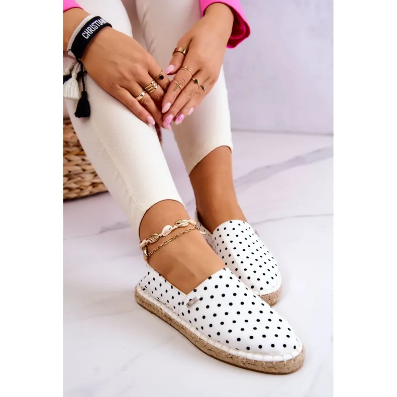 Big Star JJ274870 White Polka Dot Women's Espadrilles