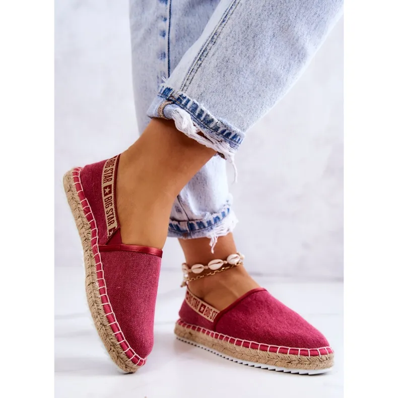 Big Star JJ274880 Dark Pink Slip-On Espadrilles.