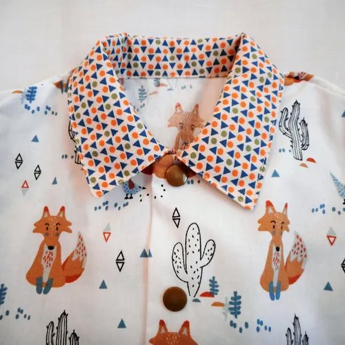 Boy 12 Months Shirt and Shorts Set Spring Summer Cotton Cactus Fox Turquoise
