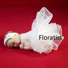 Miniature Baby Girl White Tulle Dress for Birthday, Baptism