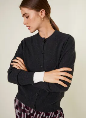 Cashmere Round Neck Buttoned Cardigan - Ari