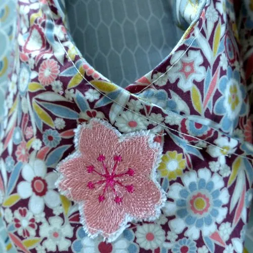 Women's Kimono Slippers 'Liberty Floral' Bordeaux