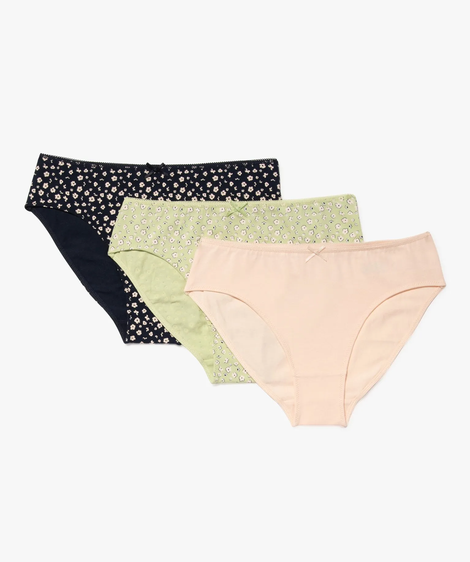cotton stretch girl's floral print culottes (pack of 3) multicolor underwear