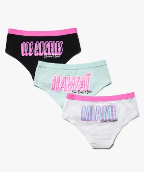 cotton stretch shorts with American city prints (set of 3) multicolor underwear