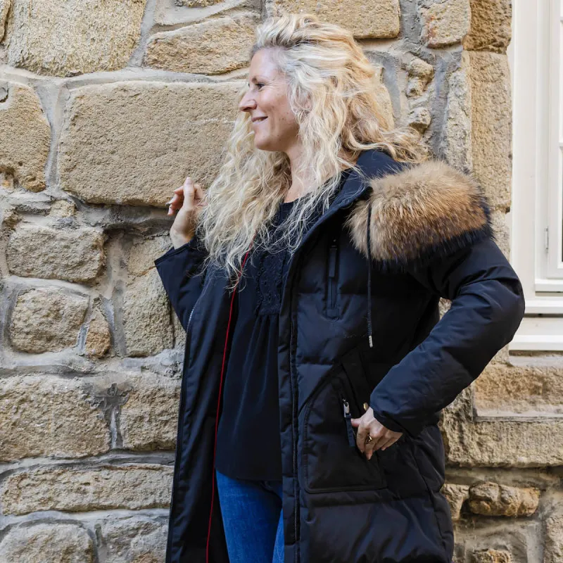 Black long puffer jacket for women by Levinsky - Scarpe.