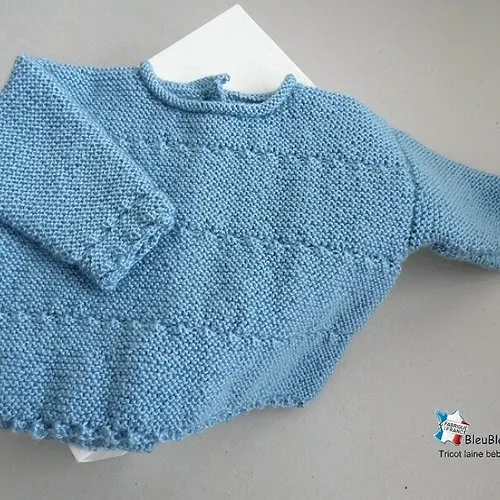 1 Month Baby Boy Light Blue Sweater Ensemble, Custom Hand-Knitted Order