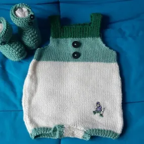 Handmade Newborn Baby Romper and Booties Set