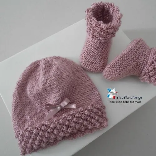 Newborn Pink Dragee Baby Layette Knitted Set, Custom Order
