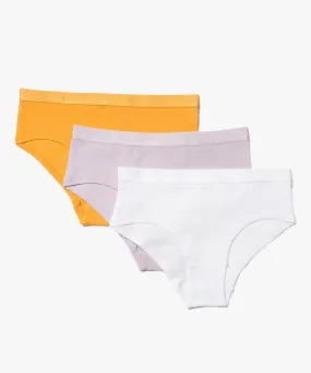 Girl's Multicolored Satin Waistband Shorties (Set of 3) Underwear