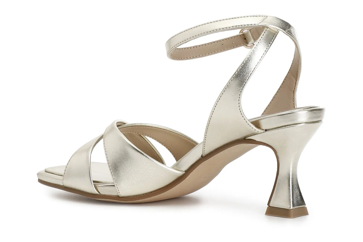 gold metallic sandals - CafèNoir