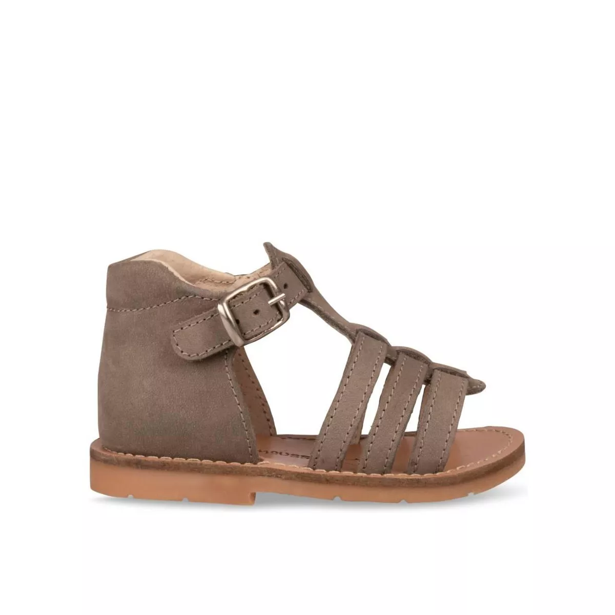Gray Leather Sandals for Boys by FREEMOUSS.