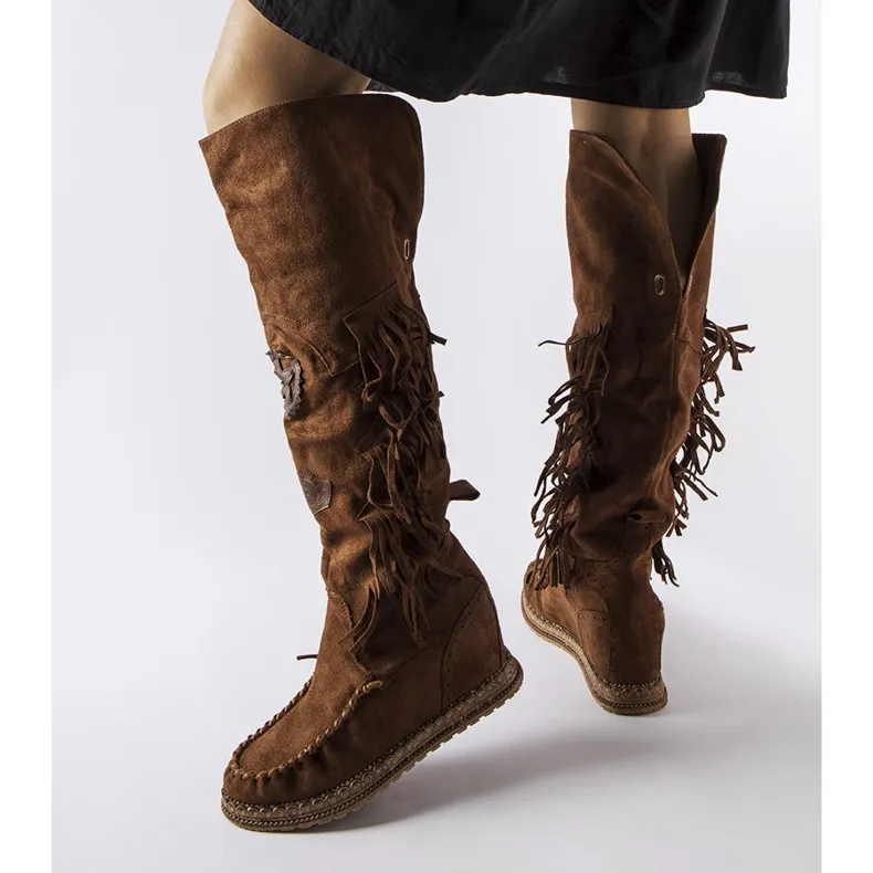Brown Cascia Wedge Boots