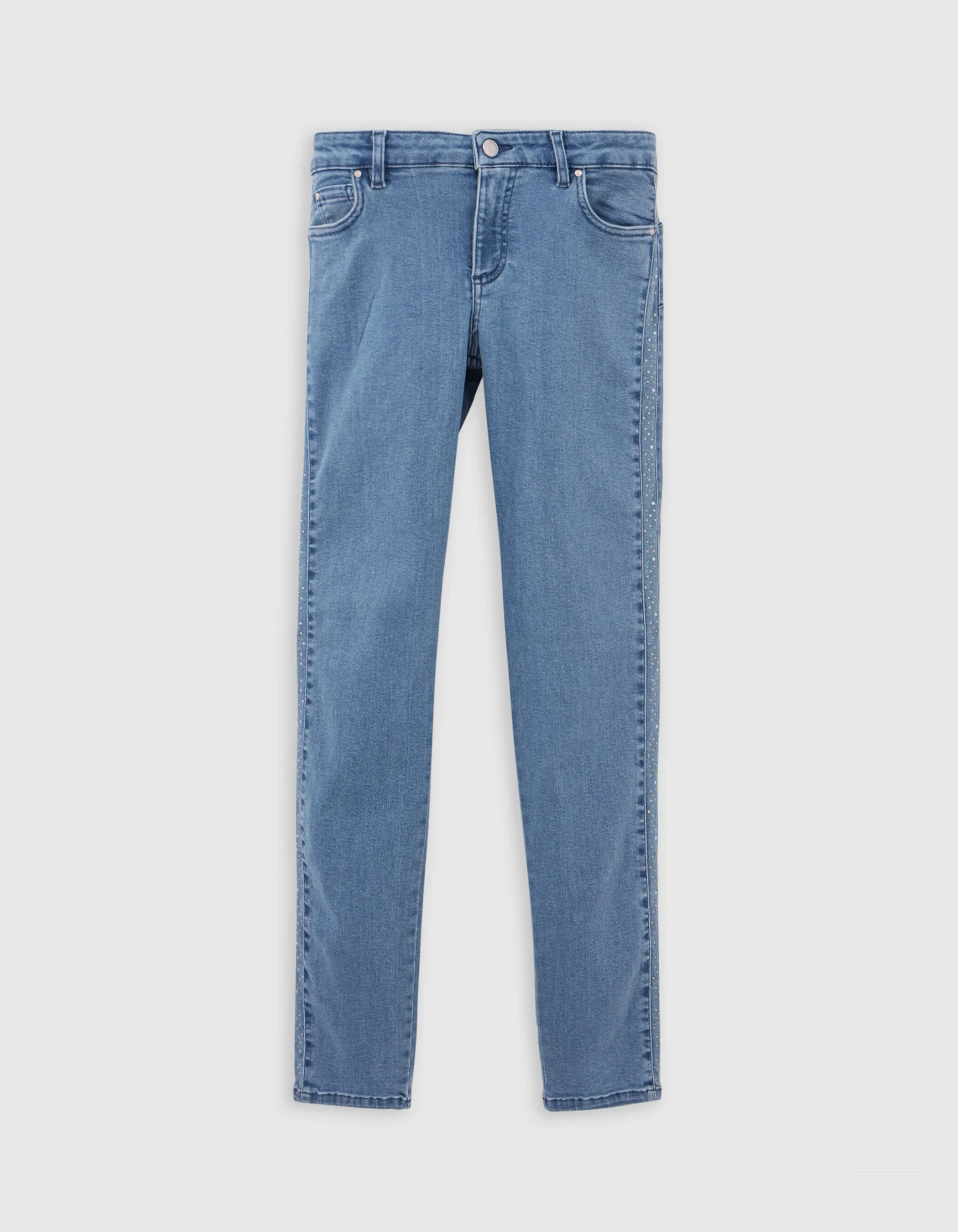 Blue Waterless Powerstretch Studded Side Skinny Jeans for Women