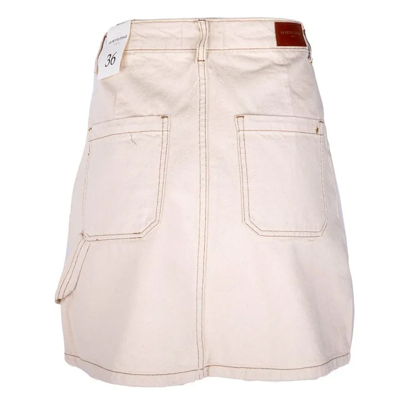 LA PETITE ETOILE Women's Natural Stitching Ecru Denim Skirt
