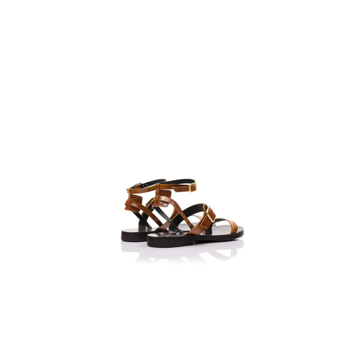 Leather Gladiator Style Sandals - Brown