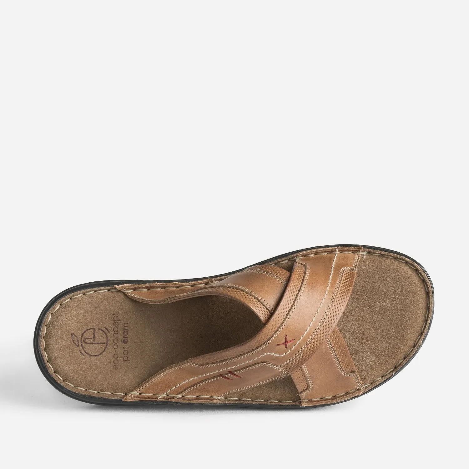 Eco-friendly Crossed-Strap Mule Camel Sandals for Men | ERAM