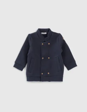 navy double-breasted baby boy cardigan