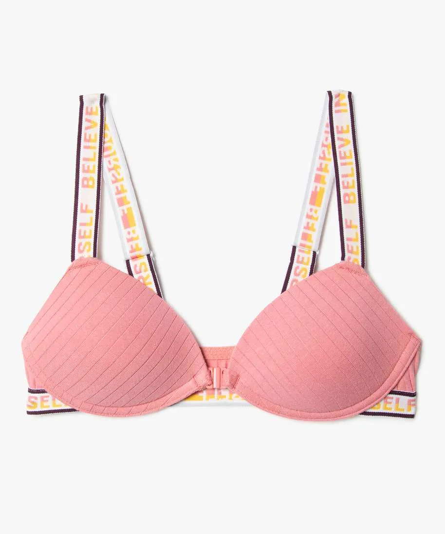 padded front closure pink girls bra lingerie