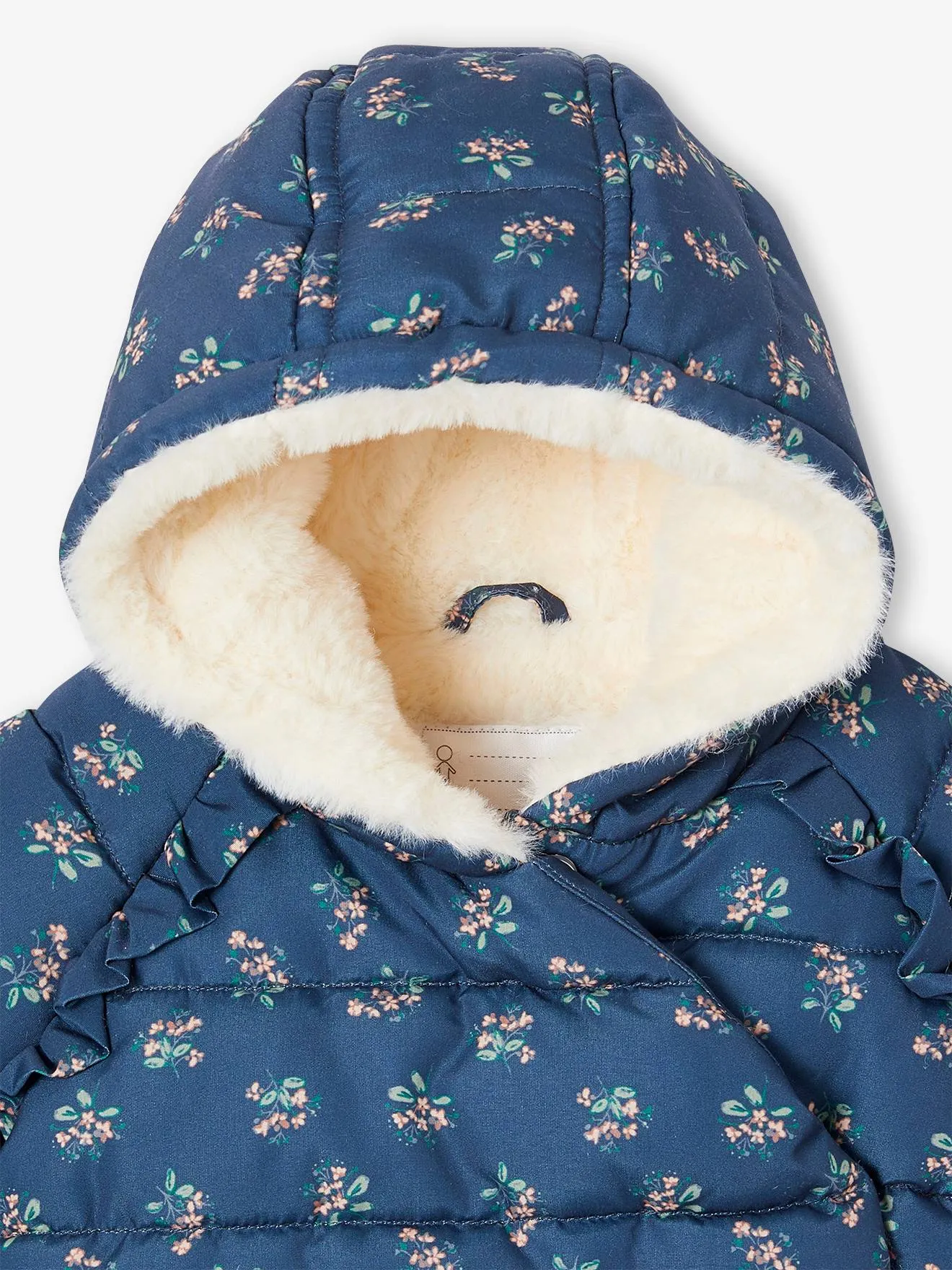 Pale pink asymmetrical padded baby coat - Vertbaudet