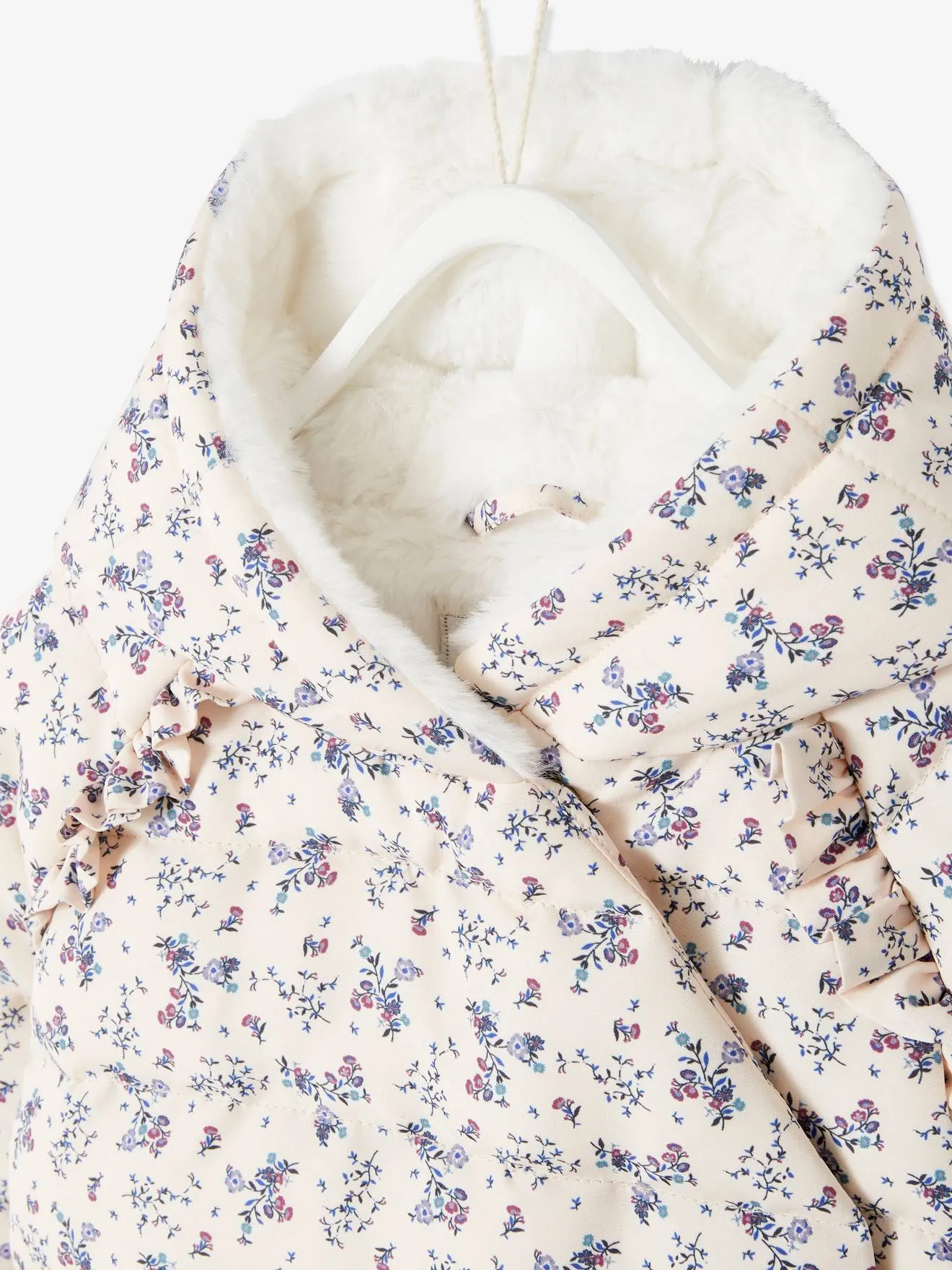Pale pink asymmetrical padded baby coat - Vertbaudet