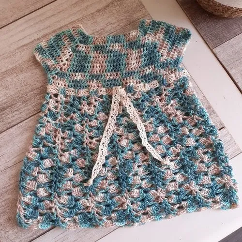 Turquoise Crochet Baby Cotton Dress
