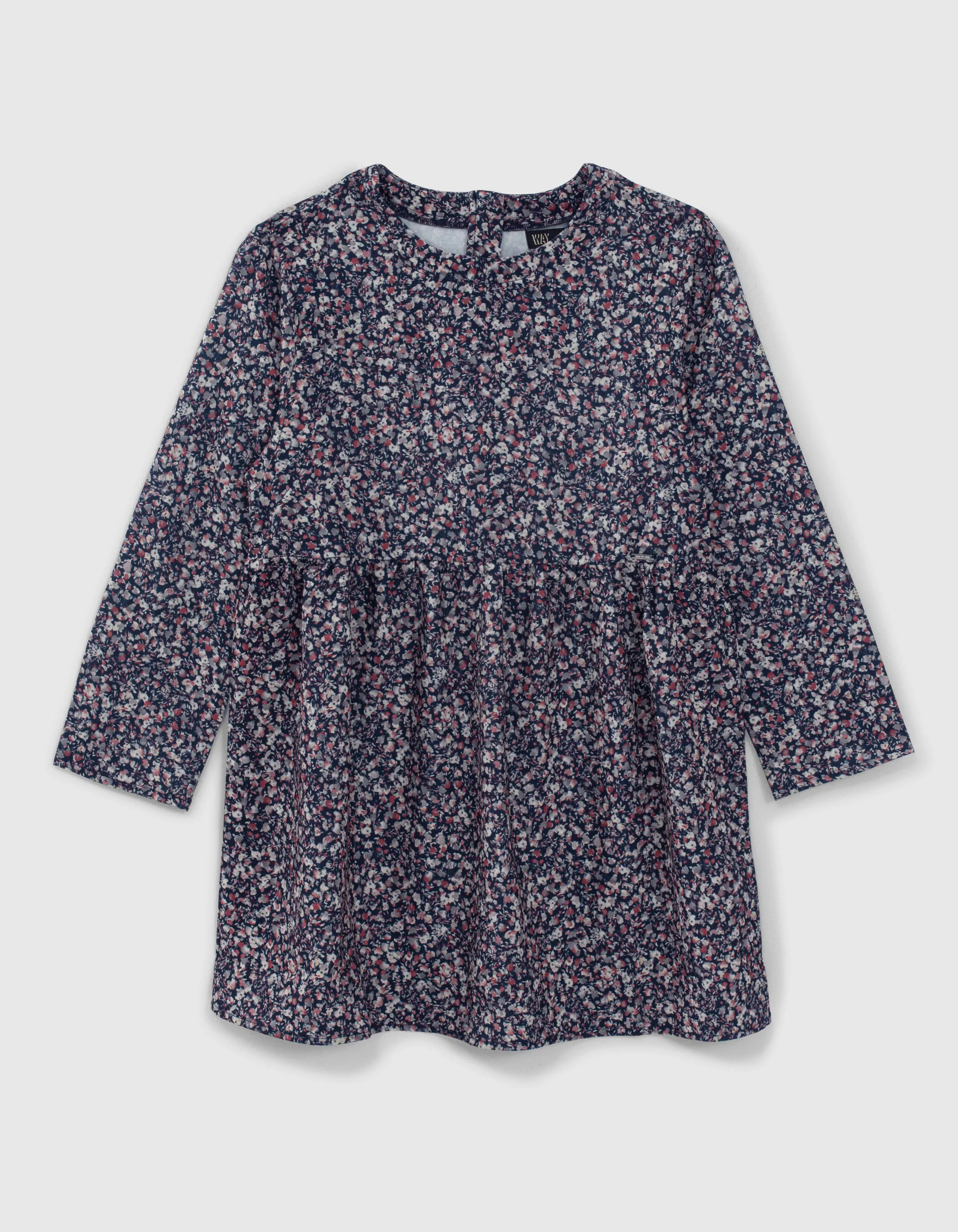 Dark Navy Flower Print Girl's Dress
