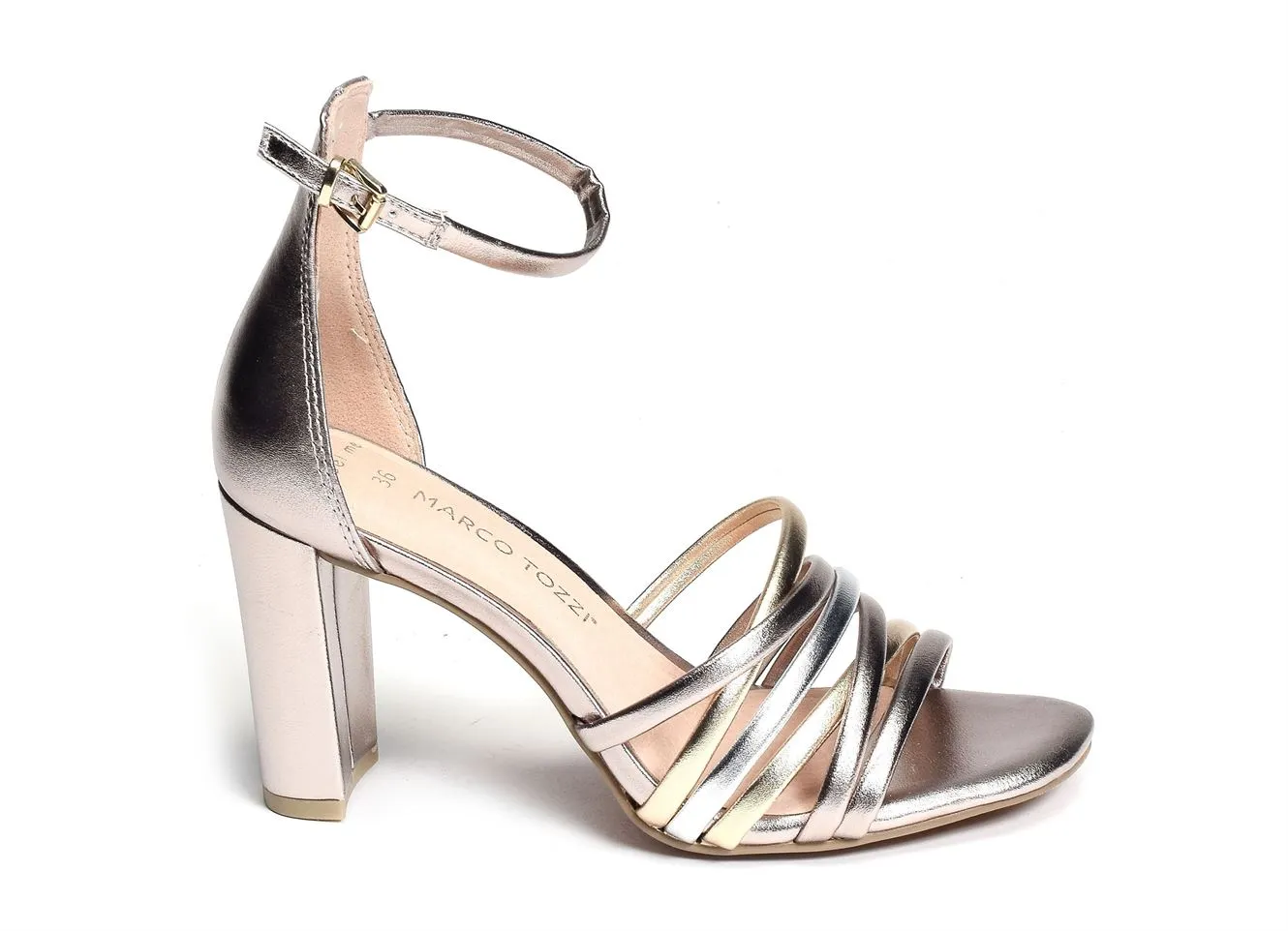 Rose Gold Marco Tozzi High-Heel Sandals 28386