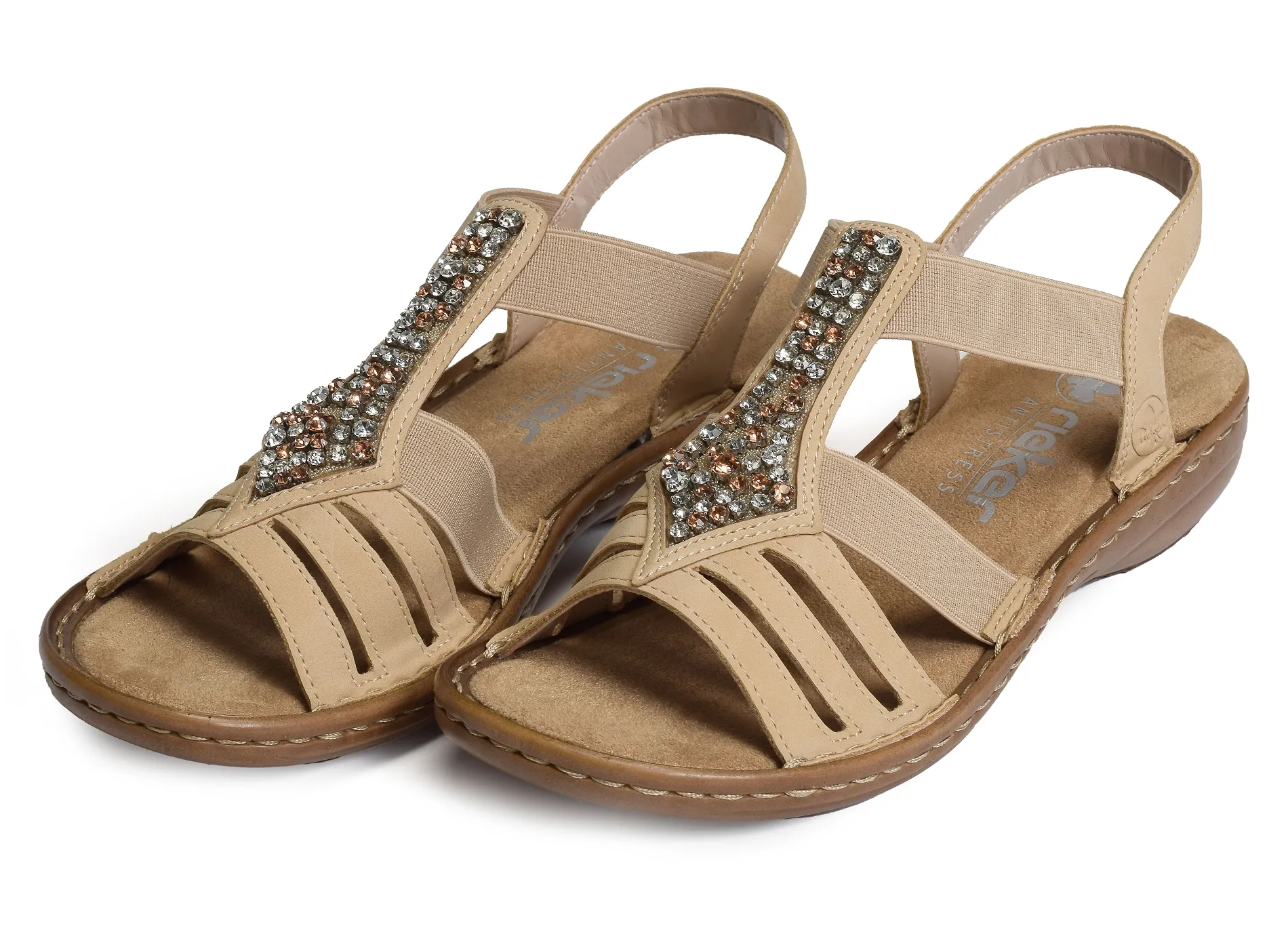 Beige Rieker 60803 Sandals and Flip Flops