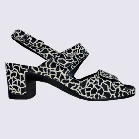 Sandales femme cuir noir girafe | Igert Chaussures et Maroquinerie