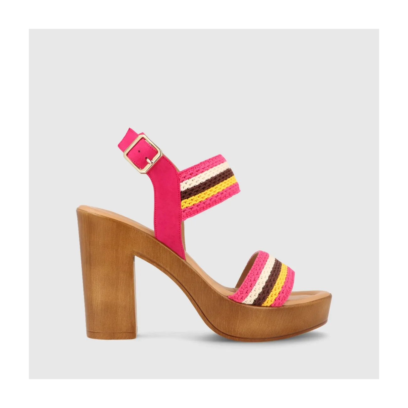 Pink Tone Suede and Crochet High Heel Sandals for Women | LODI Women's Shoes Online