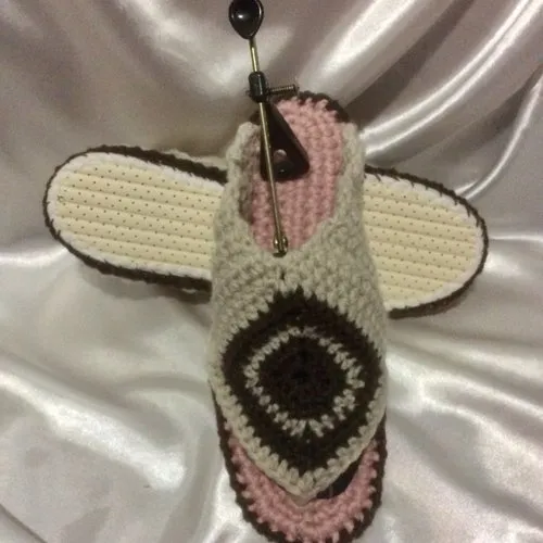 Stylish Handmade Anti-Slip Sole Slippers, Crochet Design for Women, Men