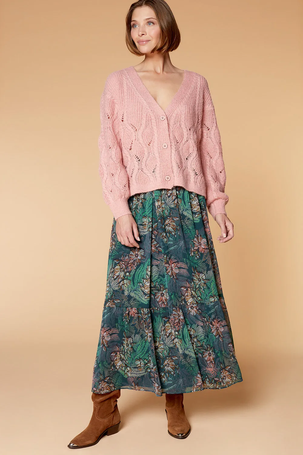 TILDA - Light Pink Fancy Knit Cardigan