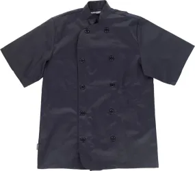 Kitchen Jacket with Button Closure, Short Sleeves, Black