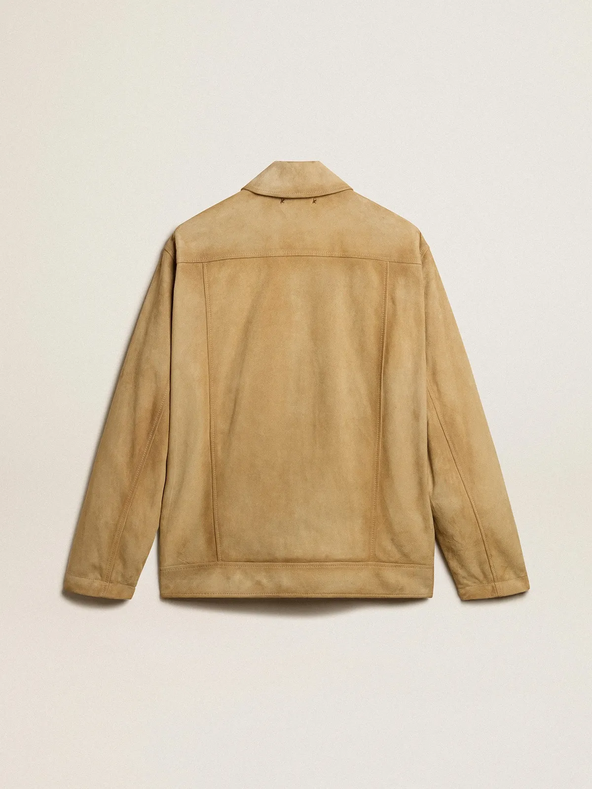 Beige Leather Jacket with Zipper Closure