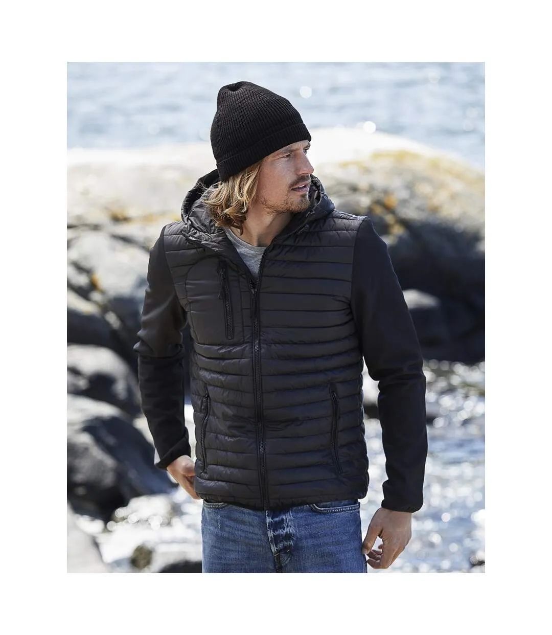 Black Men's Zip Hoodie Jacket - Tee Jays