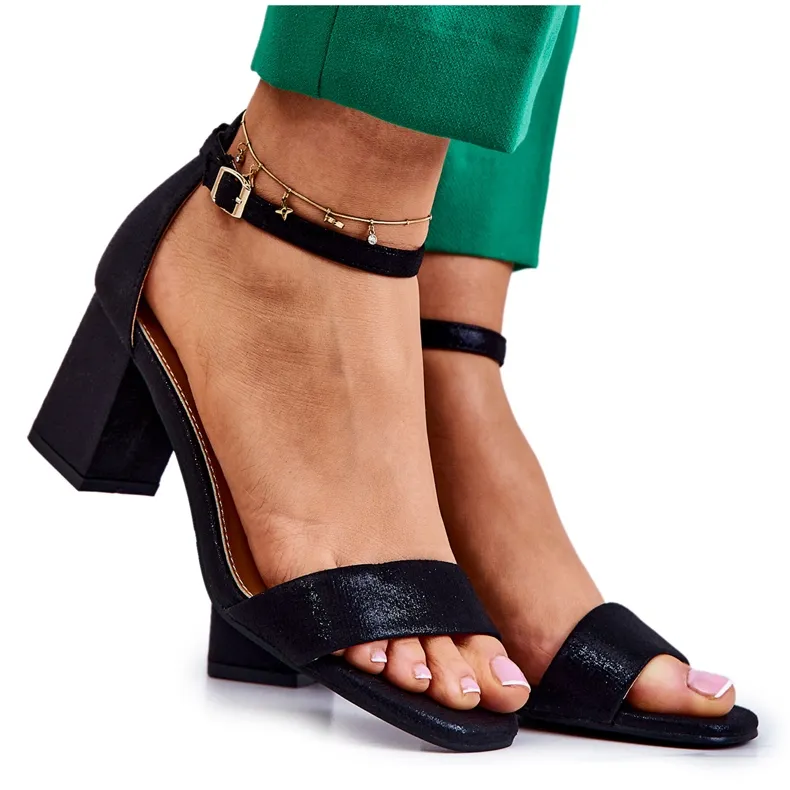 Vinceza Fashionable Black Heel Sandals for Women