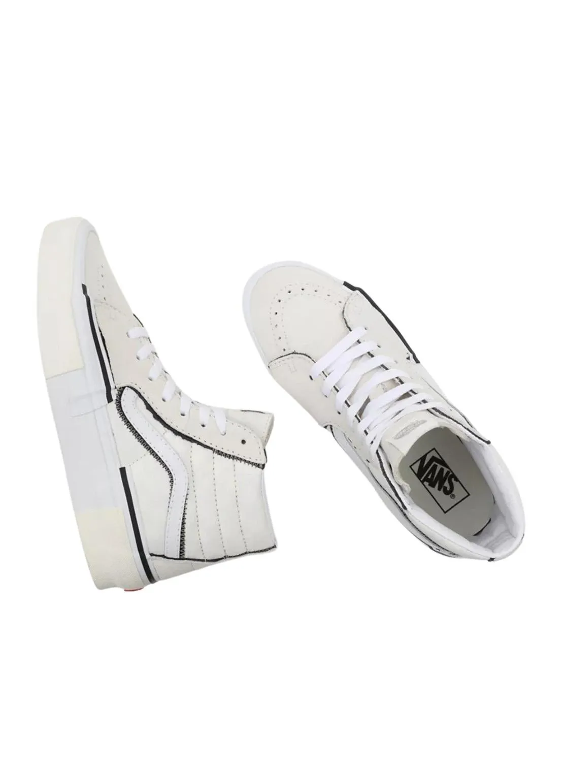 White Reconstructed Vans SK8-Hi High Top Sneaker
