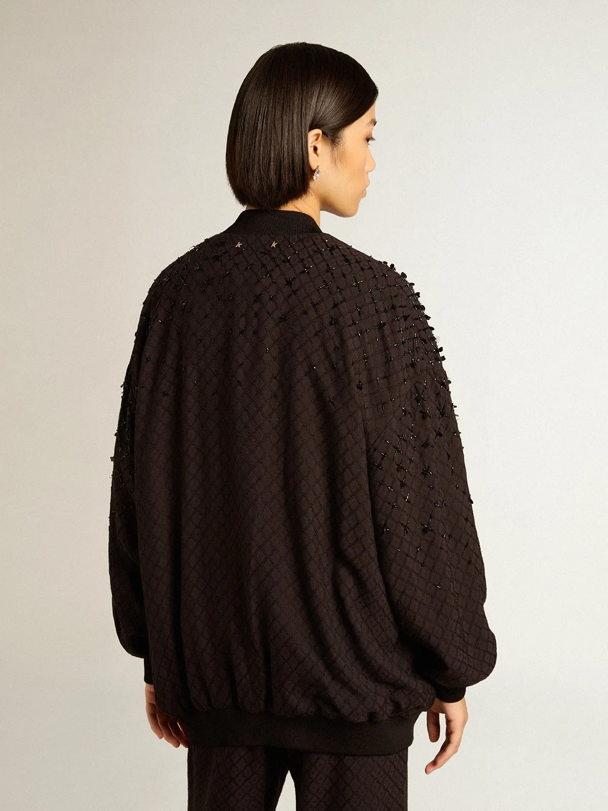 Women's black cardigan with gradient embroidery - Shop now.