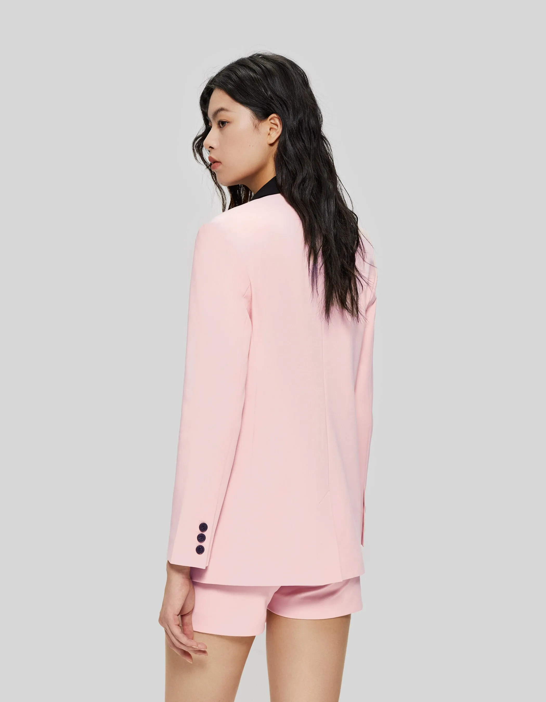 Women's Pink Blazer with Black Collar