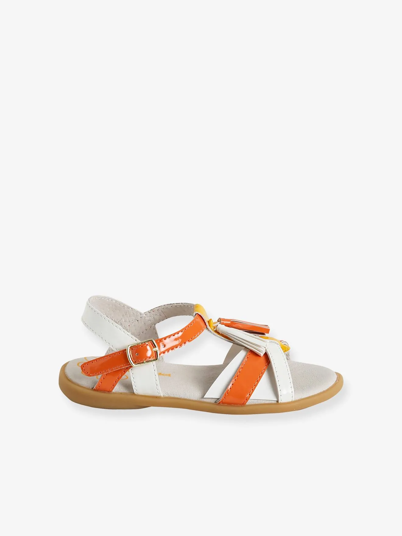 Yellow girl's pom pom sandals - Vertbaudet